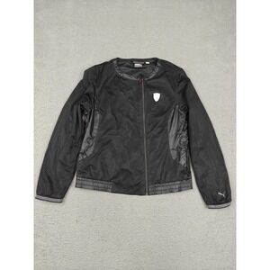 Puma Ferrari Track Jacket Womens XL Black Mesh Full Zip Lightweight Racing